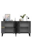 DEMONTE DECOR İRİS KONSOL 4 KAPAKLI RAFLI ANTRASİT-ALTIN - 7