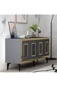 DEMONTE DECOR KARYA KONSOL 4 KAPAKLI RAFLI ANTRASİT-ALTIN - 3