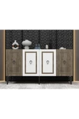DEMONTE DECOR ASYA KONSOL 4 KAPAKLI RAFLI CEVİZ-BEYAZ - 1