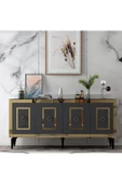 DEMONTE DECOR KARYA KONSOL 4 KAPAKLI RAFLI ANTRASİT-ALTIN - 1