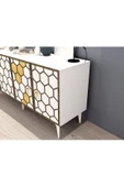 DEMONTE DECOR PETTEK LAZER KESİMLİ KONSOL BEYAZ-ALTIN - 5