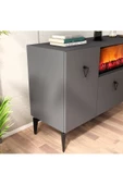 DEMONTE DECOR SİENNA ŞÖMİNELİ , 3 KAPAKLI KONSOL - ANTRASİT - 4