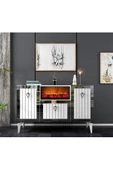 DEMONTE DECOR LİİNDA ŞÖMİNELİ KONSOL BEYAZ-GÜMÜŞ - 1
