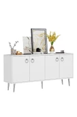 DEMONTE DECOR SOLLE 160 cm 4 KAPAKLI ,RAFLI KONSOL BEYAZ - 5