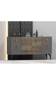 DEMONTE DECOR LUNA KONSOL 4 KAPAKLI 4 RAFLI CEVİZ - ANTRASİT - 2
