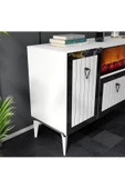 DEMONTE DECOR LİİNDA ŞÖMİNELİ KONSOL BEYAZ-GÜMÜŞ - 4