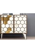 DEMONTE DECOR PETTEK LAZER KESİMLİ KONSOL BEYAZ-ALTIN - 4
