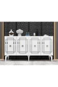 DEMONTE DECOR Lotus Konsol 4 Kapaklı Raflı Beyaz Gümüş - 1