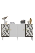 DEMONTE DECOR FROW KONSOL 4 KAPAKLI BEYAZ (CEVİZ DESEN) - 7