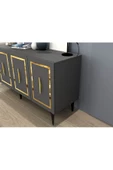 DEMONTE DECOR VANNESSA LAZER DESENLİ PLEKSİLİ KONSOL ANTRASİT-ALTIN - 5