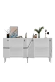 DEMONTE DECOR İRİS KONSOL 4 KAPAKLI RAFLI BEYAZ-GÜMÜŞ - 7