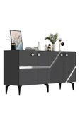 DEMONTE DECOR İRİS KONSOL 4 KAPAKLI RAFLI ANTRASİT-GÜMÜŞ - 7