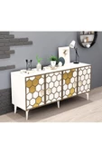 DEMONTE DECOR PETTEK LAZER KESİMLİ KONSOL BEYAZ-ALTIN - 3