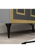 DEMONTE DECOR KARYA KONSOL 4 KAPAKLI RAFLI ANTRASİT-ALTIN - 4