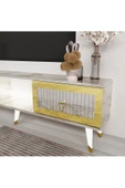 DEMONTE DECOR PİRAMİİT 20 CM SEHPA,TV ÜNİTESİ MOBİLYA AYAĞI ( 5 ADET) BEYAZ-ALTIN - 1