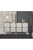 DEMONTE DECOR GRACCE LAZER KESİMLİ KONSOL BEYAZ-(CEVİZ DESEN) - 1