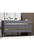 DEMONTE DECOR PELİN KONSOL 4 KAPAKLI RAFLI ANTRASİT-ALTIN - 2