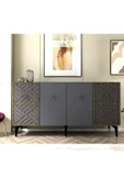 DEMONTE DECOR VESTA KONSOL 4 KAPAKLI  ANTRASİT (CEVİZ DESEN) - 2