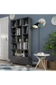 DEMONTE DECOR 2 Kapaklı, 11 Raflı Penguen Kitaplık Antrasit - 1