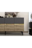 DEMONTE DECOR Tedyy Lazer Kesimli Pleksi Detaylı Konsol Antrasit-ceviz-altın - 7