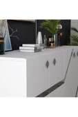 DEMONTE DECOR İRİS KONSOL 4 KAPAKLI RAFLI BEYAZ-GÜMÜŞ - 3