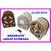 AHŞAP KUMBARA TİP BOX DEKORATİF AHŞAP ANAHTARLI SADAKA KUTUSU - 1
