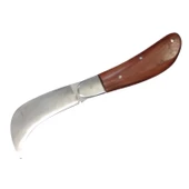Bursa Çelik Eğri Bağ / Kablo / Aşı Çakısı, Ahşap Saplı - 22 cm - 1