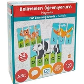 CA5206 KELİMELER ÖĞRENİYORUM HAYVANLAR 52 PARÇA KUTU OYUNU - 1