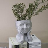 Selim Dekor Zeus küçük surat saksı Gümüş - 1