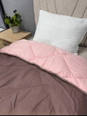 Clasy %100 Pamuk Ranforce Tek kişilik Yorgan Çift Taraflı Kahve-Pembe Düz Desen - 2