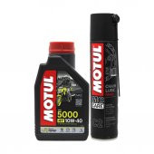 Motul 5000 10W-40 4T Motosiklet Yağı 1 Lt + C2 Zincir Yağı 400 ML - 1