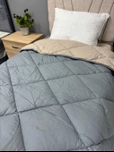 Clasy %100 Pamuk Ranforce Tek kişilik Yorgan Çift Taraflı Sütlü Kahve-Gri Düz Desen - 1