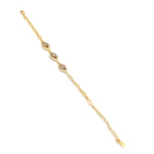 BZ Altın Kaplama Zirkon Taşlı Göz Nazar Boncuklu Bileklik BLK-830 - 4