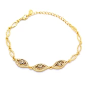 BZ Altın Kaplama Zirkon Taşlı Göz Nazar Boncuklu Bileklik BLK-830 - 1