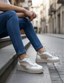 BA0802  Krem Süet Yüksek Taban Erkek Günlük Ayakkabı thumbnail 1