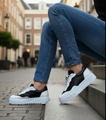 BA0802 Siyah Renk Beyaz Parçalı Yüksek Taban Erkek Günlük Ayakkabı - 3