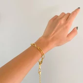 BZ Altın Kaplama Zincir - Hallow Bileklik BLK-985 - 2