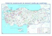TÜRKİYE MADENLER VE SANAYİ DAĞILIŞI HARİTASI 80X135 CM - 1