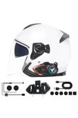 Y80-2X Motosiklet İntercom 2 Kişilik Bağlantı RGB Işıklı Kask Bluetooth Kulaklık Seti - 1