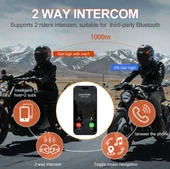 Y80-2X Motosiklet İntercom 2 Kişilik Bağlantı RGB Işıklı Kask Bluetooth Kulaklık Seti - 3