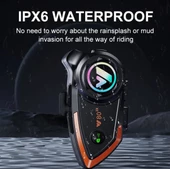 Y80-2X Motosiklet İntercom 2 Kişilik Bağlantı RGB Işıklı Kask Bluetooth Kulaklık Seti - 4