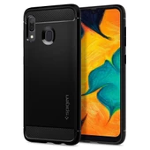 Spigen Galaxy A30 ile Uyumlu Kılıf ,Spigen Rugged Armor Matte Black - 1