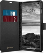 Spigen Galaxy S10 ile Uyumlu Kılıf La Manon Wallet Saffiano Black - 1