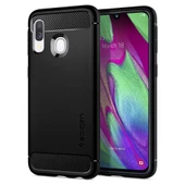 Spigen Galaxy A40 ile Uyumlu Kılıf Rugged Armor Black - 1