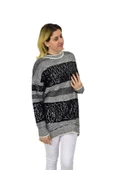 Kadın Pullu Çizgili Oversize Kazak 7592 BGL-ST04076 thumbnail 8