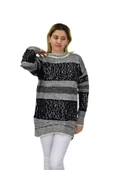 Kadın Pullu Çizgili Oversize Kazak 7592 BGL-ST04076 thumbnail 9