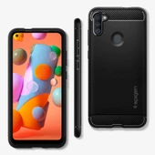 Spigen Galaxy M11 / Galaxy A11 ile Uyumlu Kılıf Rugged Armor Matte Black - 3
