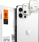 Spigen iPhone 12 Pro ile Uyumlu Kamera Lens Cam Ekran Koruyucu Glas.tR Optik (2 Adet) Silver - 2