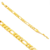 BZ 22 Ayar Altın Kaplama Figaro Unisex Bileklik BLK-180 - 1