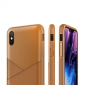 VRS iPhone Xs Max ile Uyumlu Leather Fit Label Kılıf Brown - 1